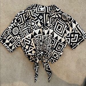 Geometric Black and White Women's Top